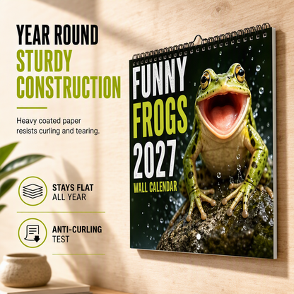 🐸Funny Frogs 2027 Wall Calendar – Cute Humorous Frog Calendar, Quirky Amphibian Gift, Nature & Wildlife Decor