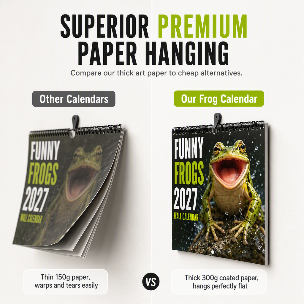 🐸Funny Frogs 2027 Wall Calendar – Cute Humorous Frog Calendar, Quirky Amphibian Gift, Nature & Wildlife Decor