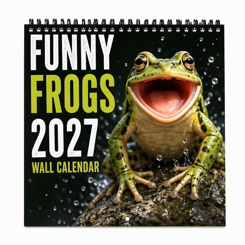 🐸Funny Frogs 2027 Wall Calendar – Cute Humorous Frog Calendar, Quirky Amphibian Gift, Nature & Wildlife Decor