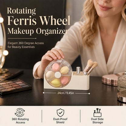 Rotating Makeup Sponge Organizer and Brush Holder