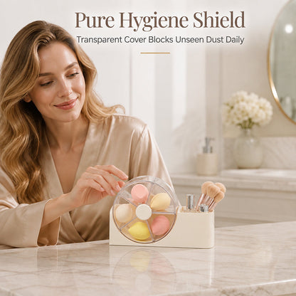 Rotating Makeup Sponge Organizer and Brush Holder