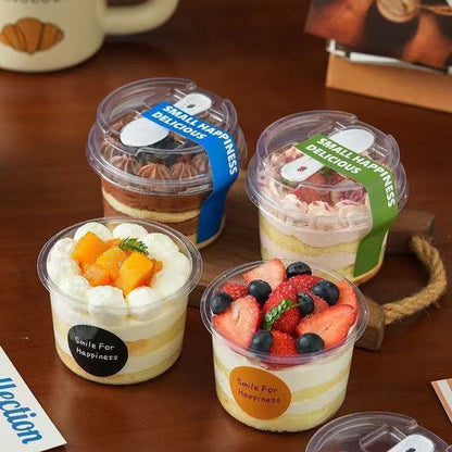 🍨✨ Portable Dessert Cup Set – Clear Cups with Lids & Built-In Spoons