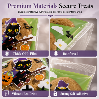 🎃🍪 Halloween Self-Sealing Treat Bags – Cute Packaging for Cookies & Candy