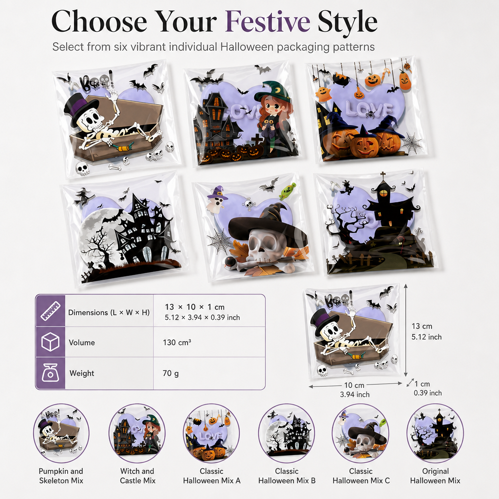 🎃🍪 Halloween Self-Sealing Treat Bags – Cute Packaging for Cookies & Candy