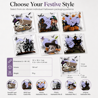 🎃🍪 Halloween Self-Sealing Treat Bags – Cute Packaging for Cookies & Candy