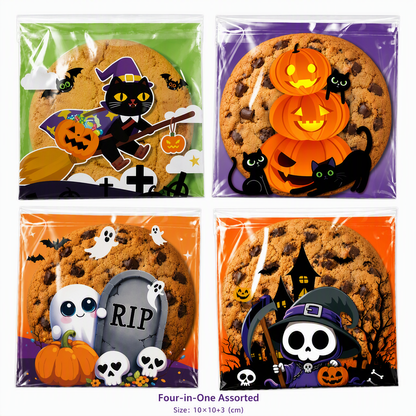 🎃🍪 Halloween Self-Sealing Treat Bags – Cute Packaging for Cookies & Candy