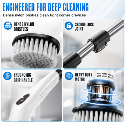 Multi-Function Electric Spin Scrubber with Extendable Handle