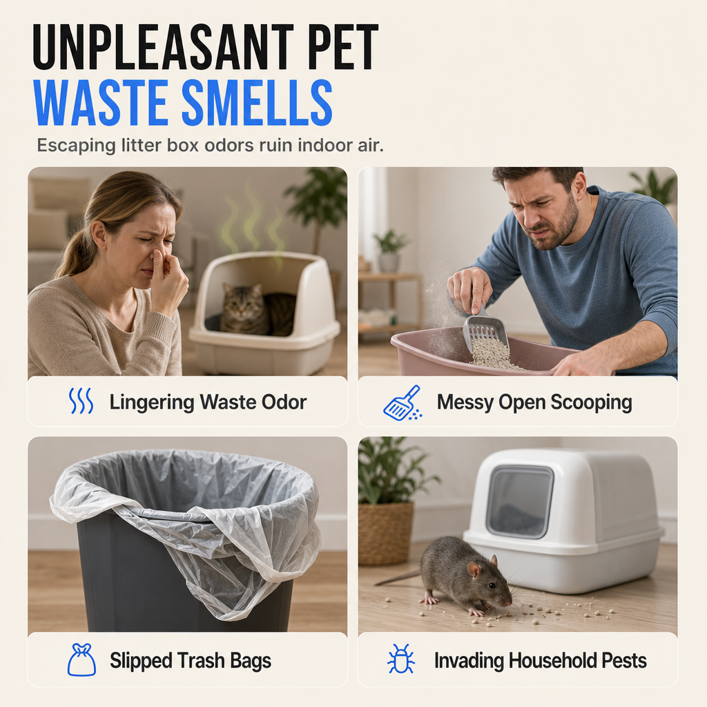 🐱🗑️ Odor-Blocking Cat Litter Waste Bin – Dual-Seal Disposal System