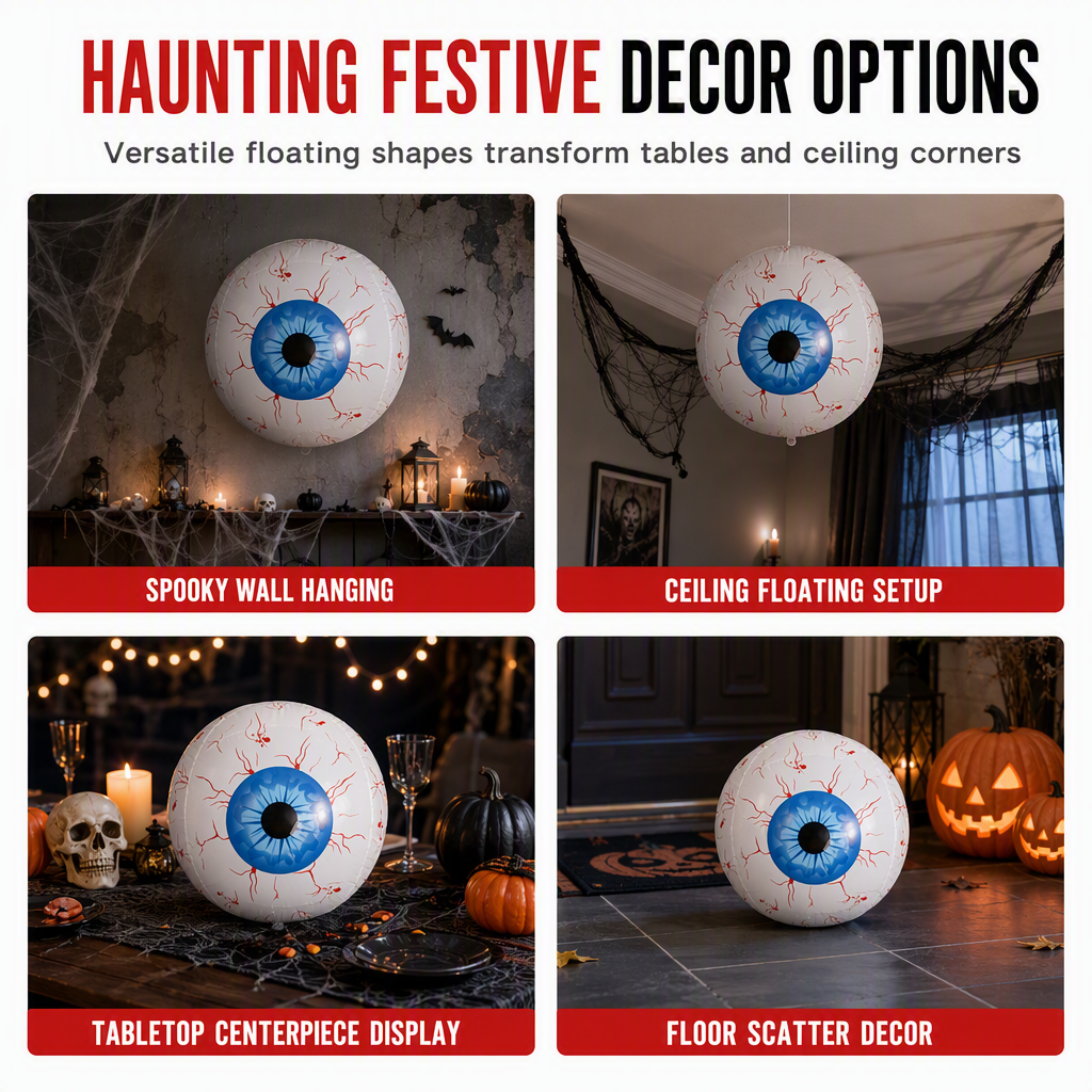 🎃 Giant 22" 4D Eyeball Balloons | Creepy Halloween Party Decorations for Spooky Home & Garden