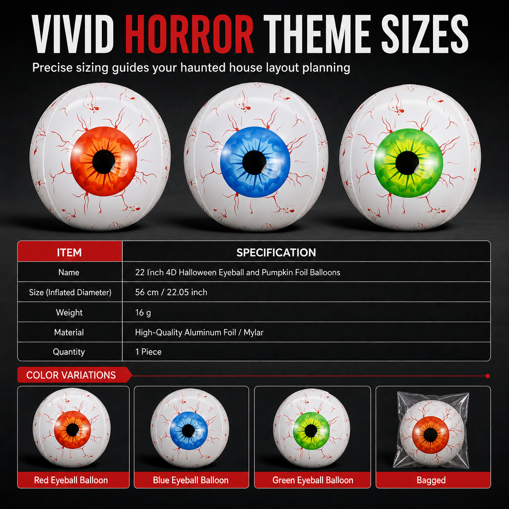 🎃 Giant 22" 4D Eyeball Balloons | Creepy Halloween Party Decorations for Spooky Home & Garden