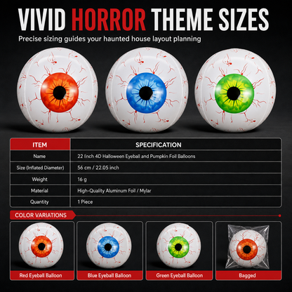🎃 Giant 22" 4D Eyeball Balloons | Creepy Halloween Party Decorations for Spooky Home & Garden