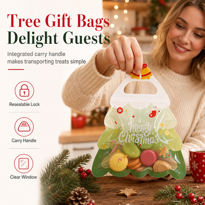 🎁🎄Christmas Sale 50% OFF!💞50K+ SOLD!⏳✨Cute Christmas Tree Transparent Gift Bag with Handle