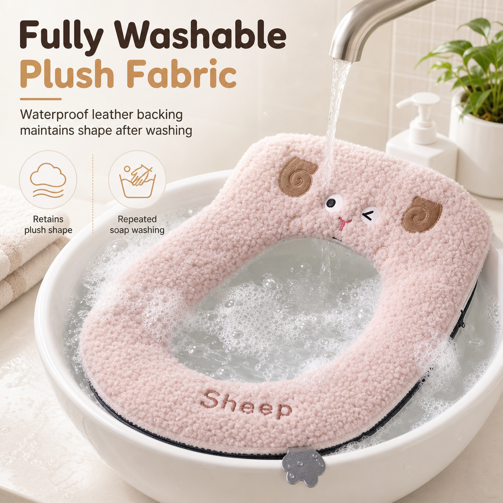 Washable Thickened Plush Toilet Seat Cover