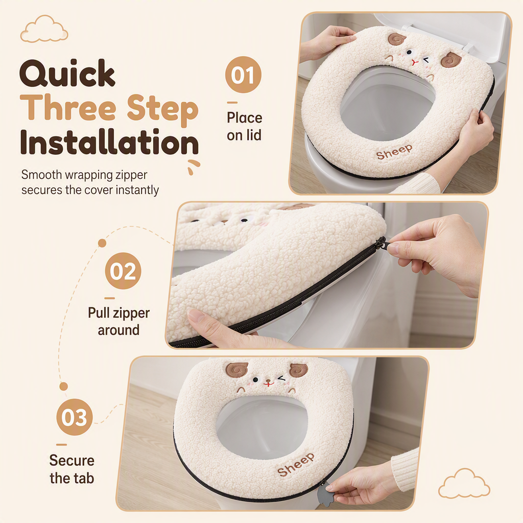 Washable Thickened Plush Toilet Seat Cover