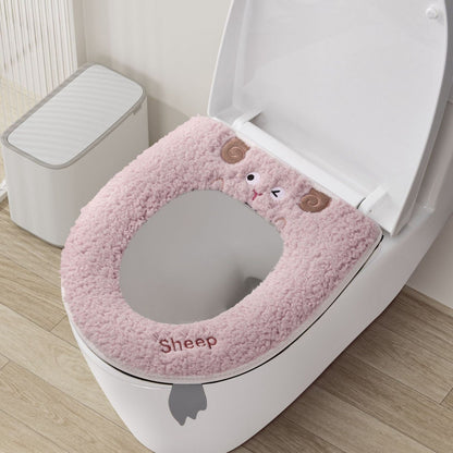 Washable Thickened Plush Toilet Seat Cover