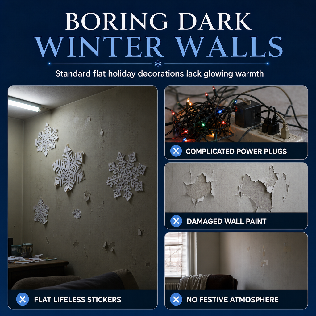 🎁🎄Christmas Sale 50% OFF!💞50K+ SOLD!⏳✨Glowing Snowflake Night Light Wall Stickers