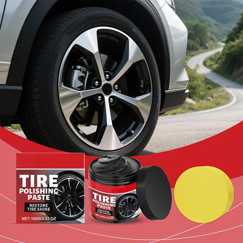 🛞✨ Tire Shine Balm with Sponge – Restore a Deep Black Finish