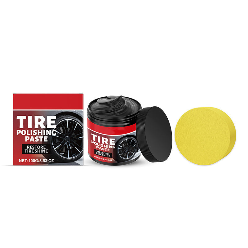 🛞✨ Tire Shine Balm with Sponge – Restore a Deep Black Finish