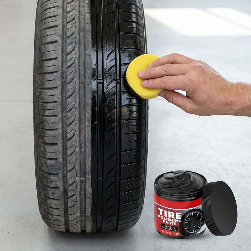🛞✨ Tire Shine Balm with Sponge – Restore a Deep Black Finish