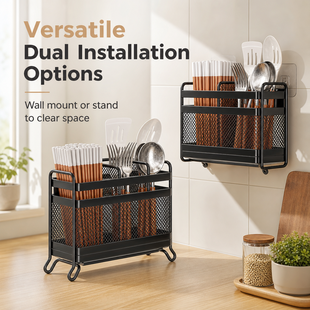 Wall-Mounted Kitchen Utensil Holder