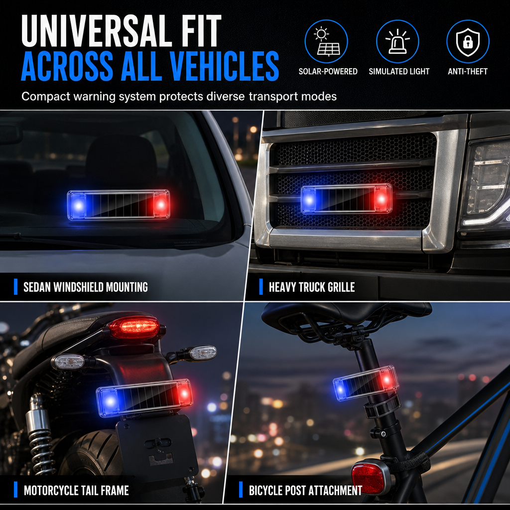Solar-Powered Car Simulation Anti-Theft Warning Light