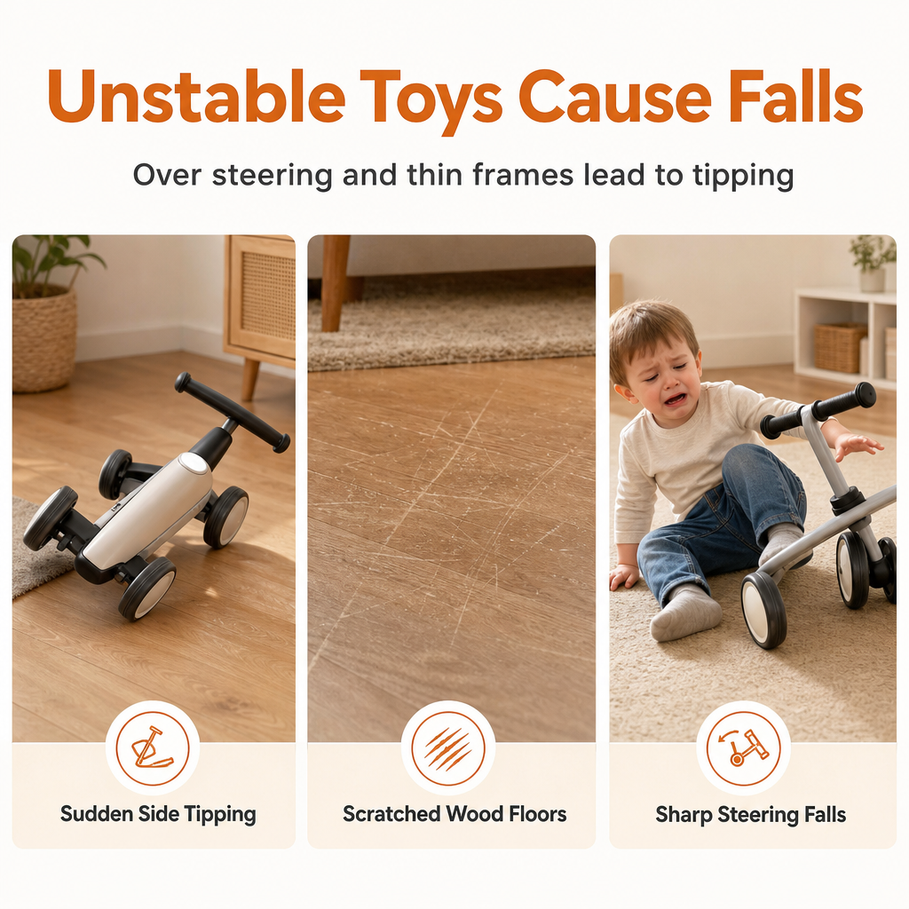 Kids 4-Wheel Balance Bike Ride-On Toy