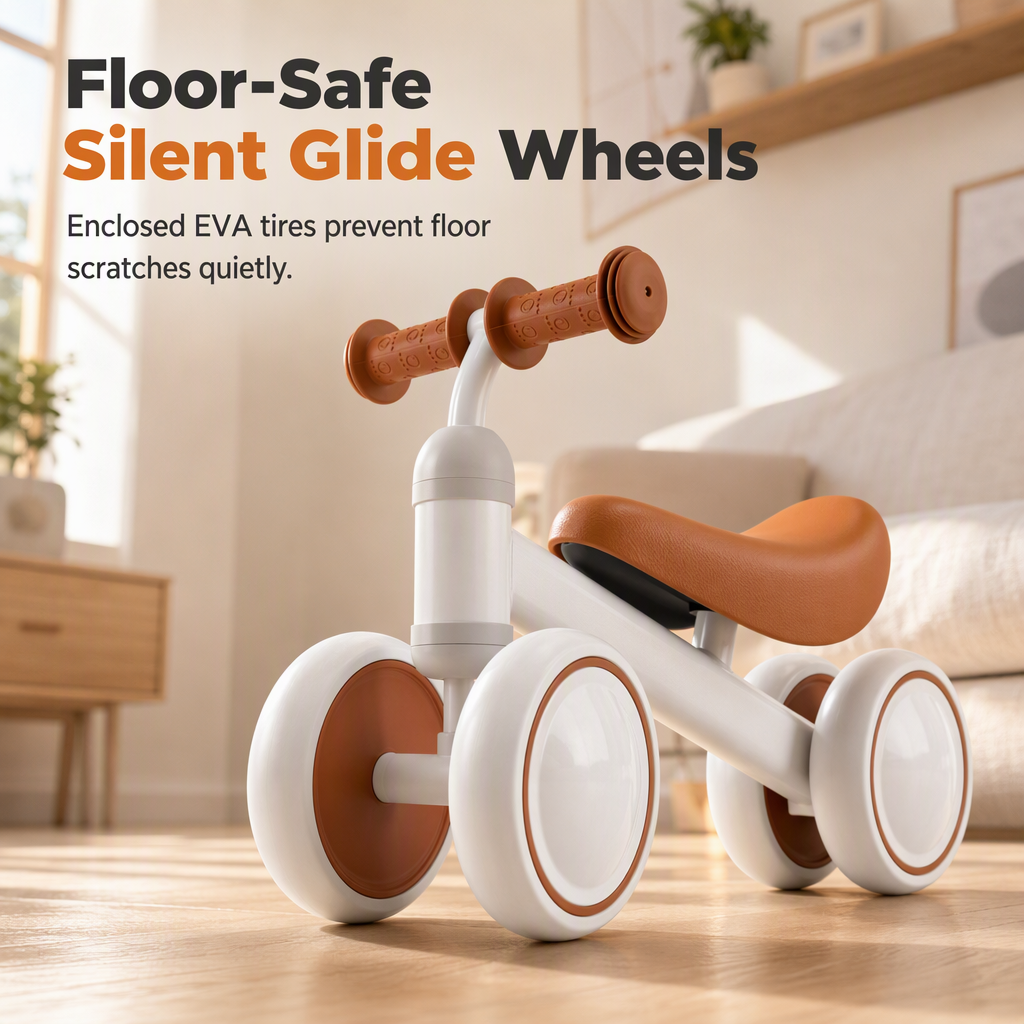 Kids 4-Wheel Balance Bike Ride-On Toy