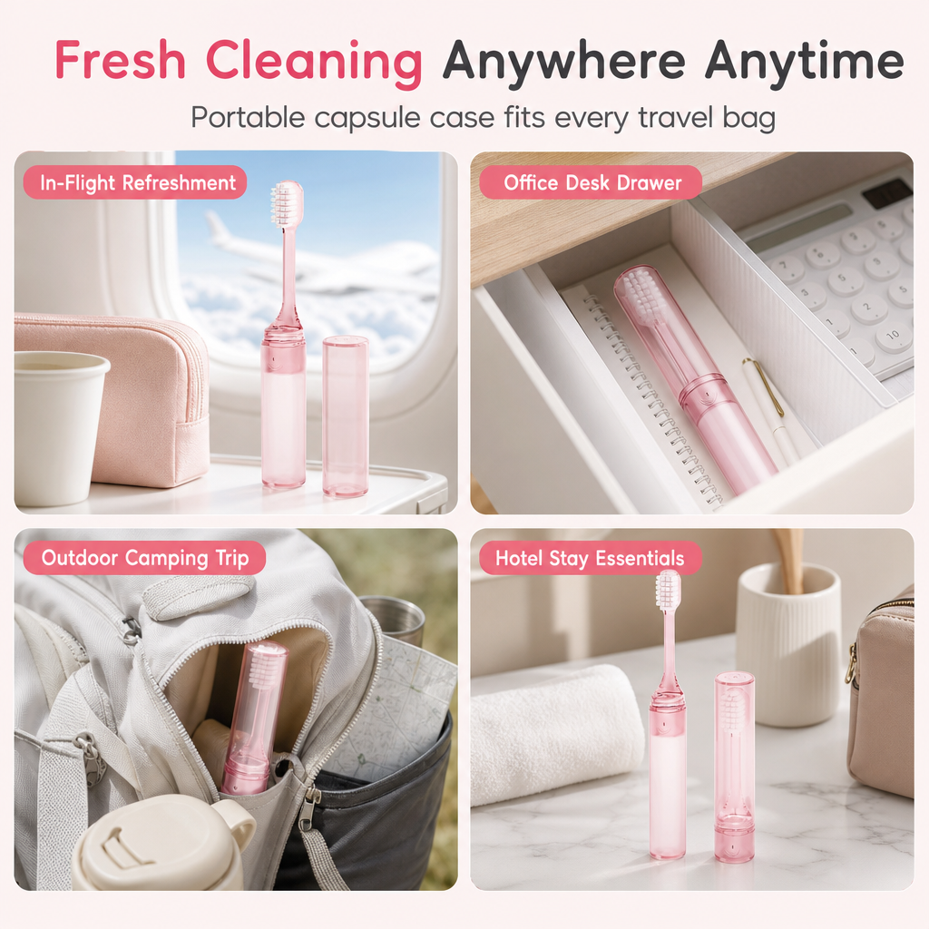 2-Piece Portable Travel Detachable Toothbrush Set