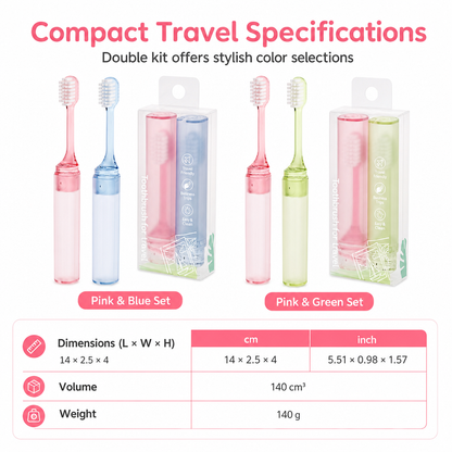 2-Piece Portable Travel Detachable Toothbrush Set