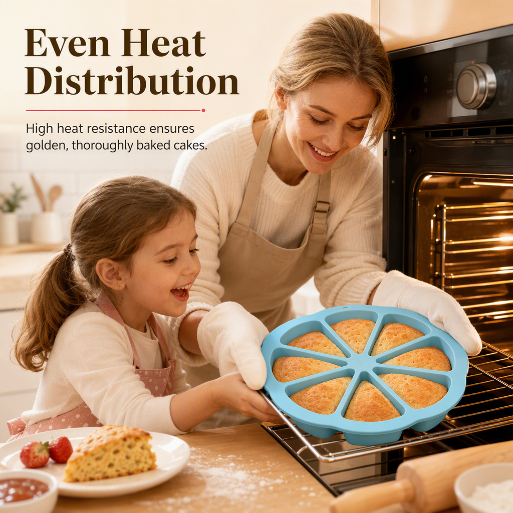 🍰 8-Cavity Triangle Silicone Cake Mold | 23cm