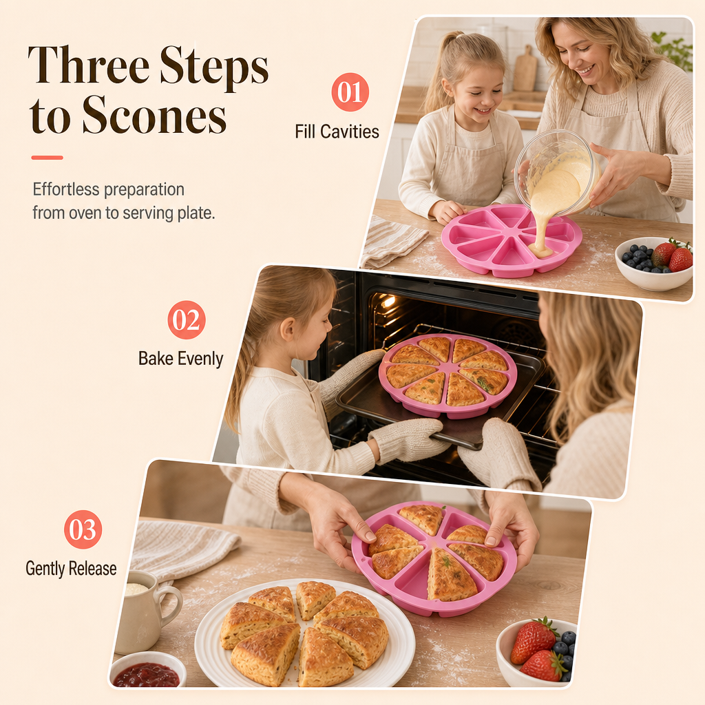 🍰 8-Cavity Triangle Silicone Cake Mold | 23cm