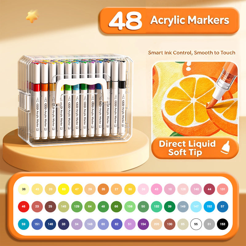 🎨✨ Soft Brush Tip Acrylic Markers – Vibrant Colors for Creative Projects