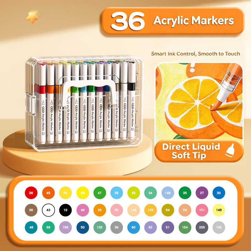 🎨✨ Soft Brush Tip Acrylic Markers – Vibrant Colors for Creative Projects