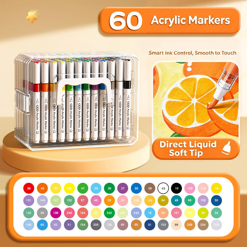 🎨✨ Soft Brush Tip Acrylic Markers – Vibrant Colors for Creative Projects