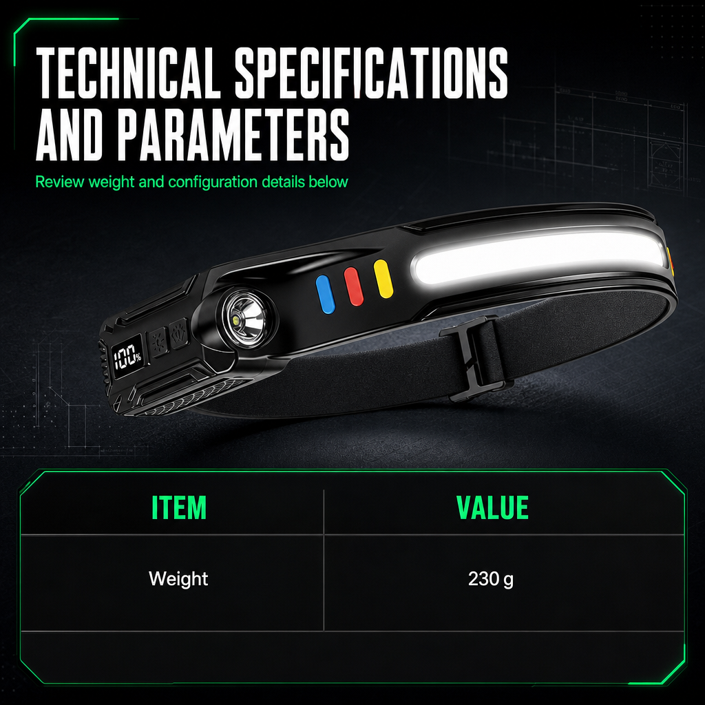 Smart Motion Sensor Dual-Light LED Headlamp