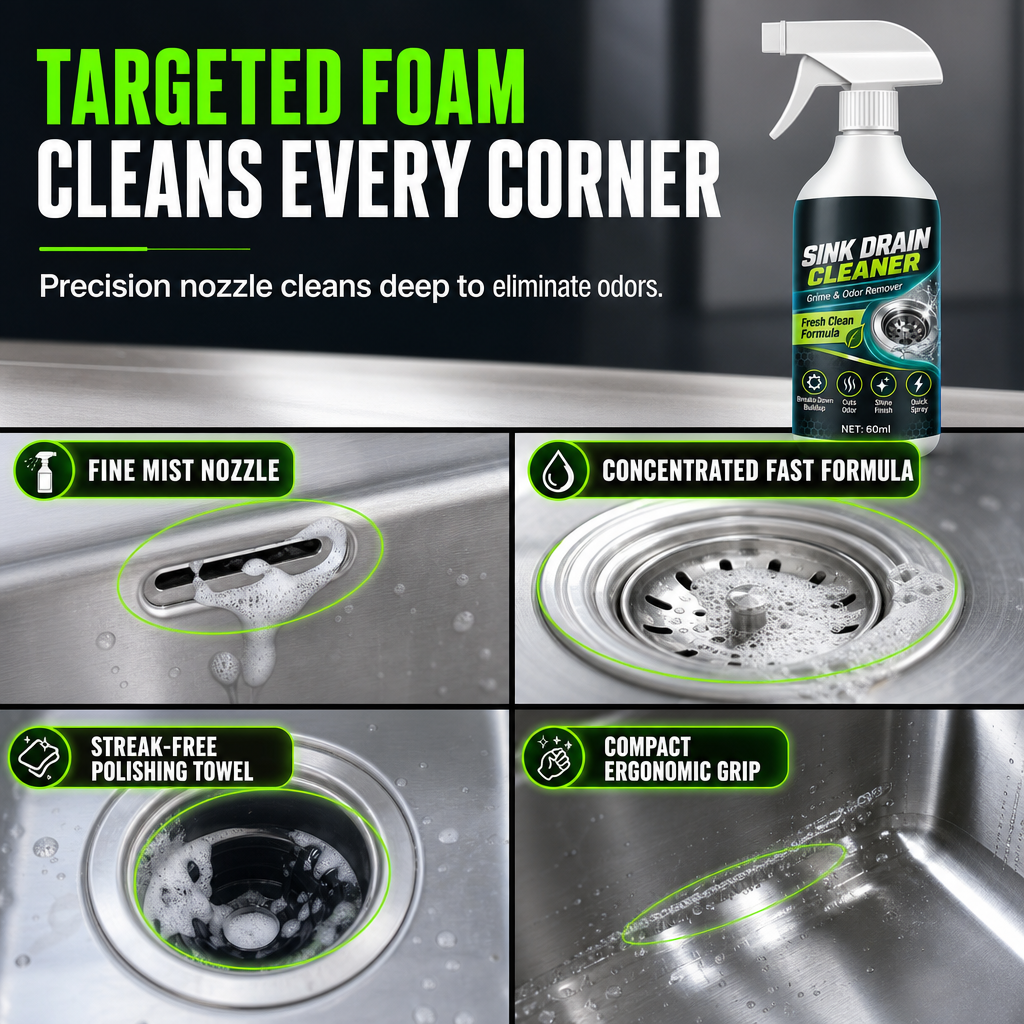 🧼✨ Kitchen Sink Drain Cleaning Spray – Target Grease & Grimy Buildup