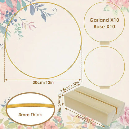 🎁🎄Christmas Sale 50% OFF!💞50K+ SOLD!⏳✨Gold Metal Floral Hoop Centerpiece with Wooden Stand