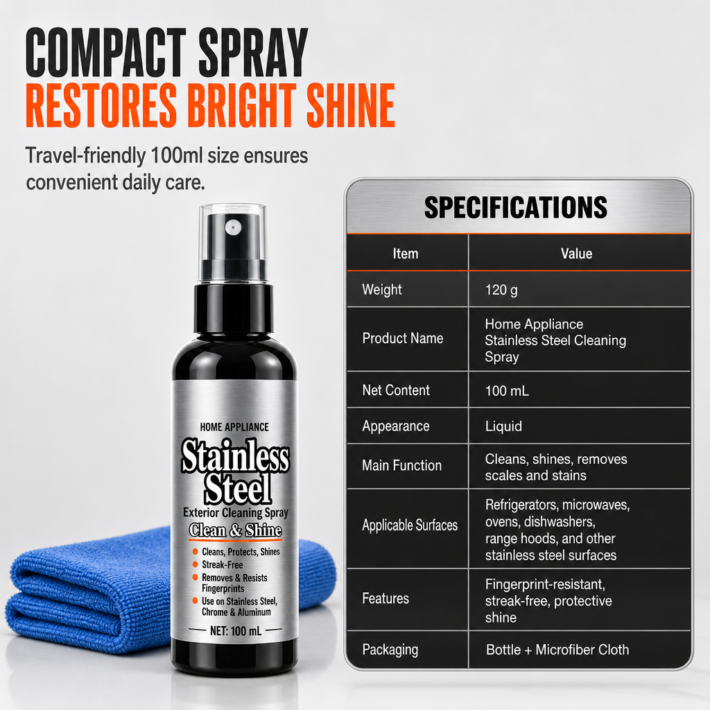 Stainless Steel Cleaner and Polish Spray Set for Household Appliances Refrigerators and Microwaves