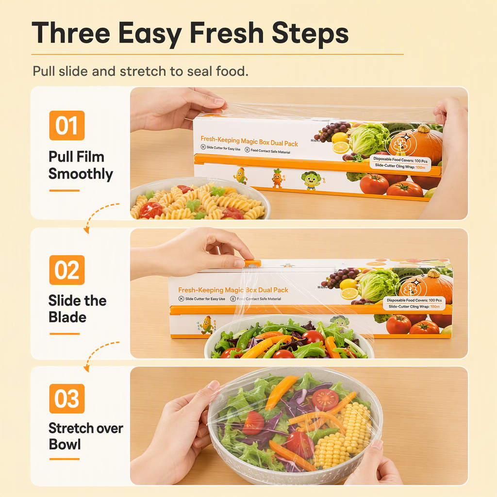 🎉Limited Sale🎉50% OFF!💞50K+ SOLD!⏳✨Magnetic Cling Film Dispenser with Slide Cutter