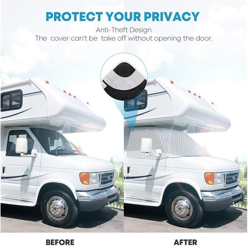 🎃Halloween Deal 50% OFF!🚐External Thermal Motorhome Windscreen Cover – All-Season Cab & Privacy Screen