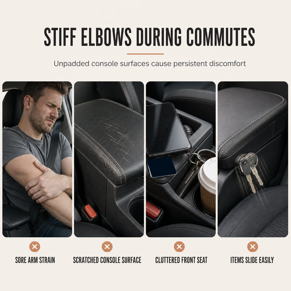 Car Central Armrest Cushion Pad with Storage Pocket