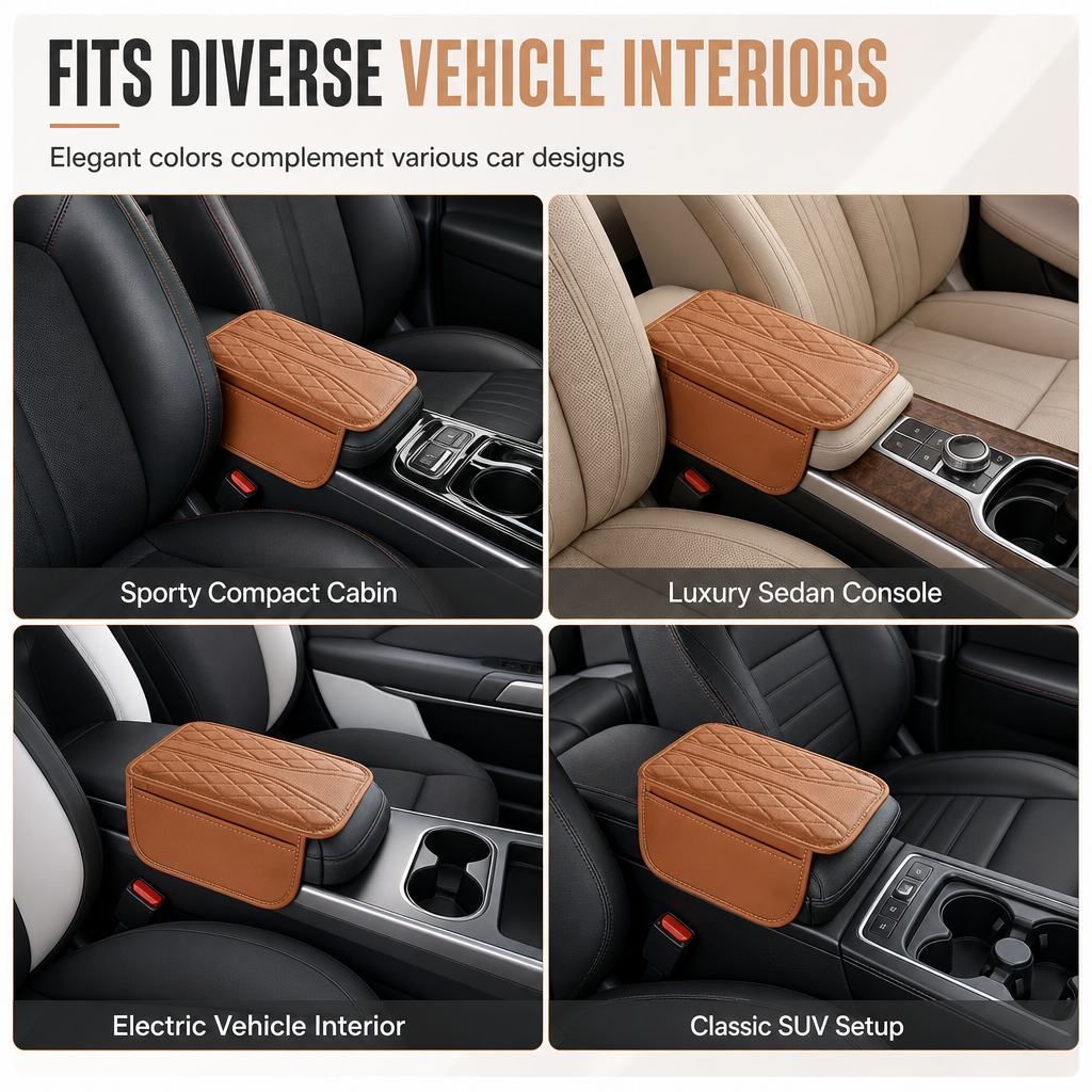 Car Central Armrest Cushion Pad with Storage Pocket