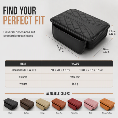 Car Central Armrest Cushion Pad with Storage Pocket