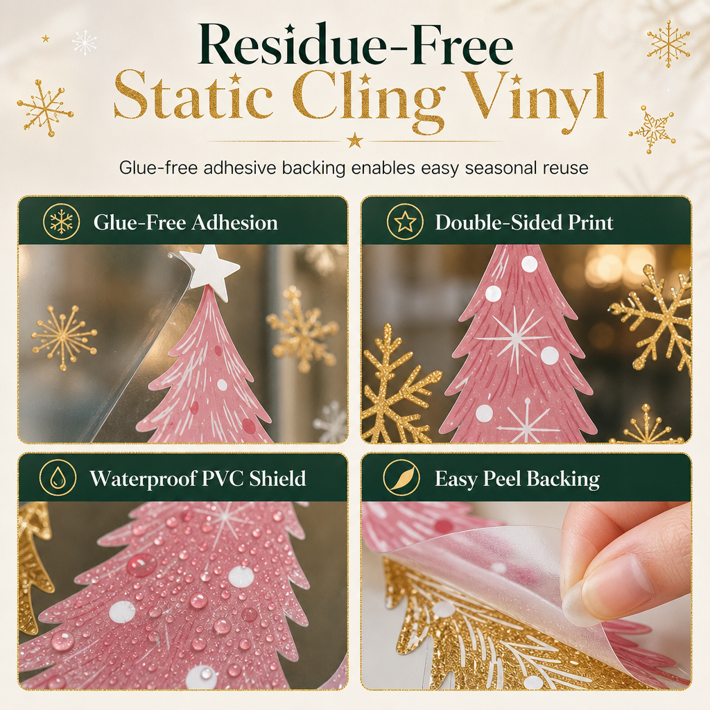 3-Piece Christmas Window Cling Decals Set