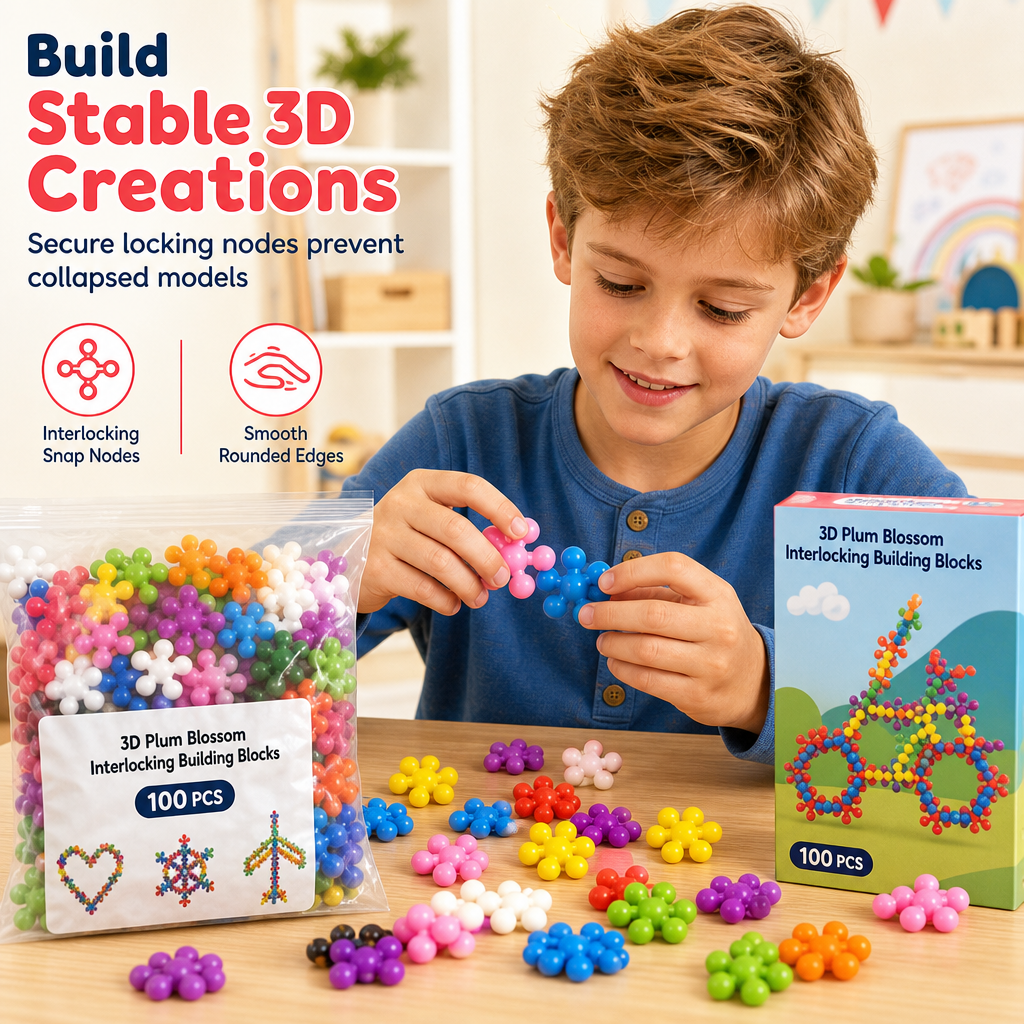📢📢50% OFF !! ⏰Kids 3D Interlocking Snowflake Building Blocks