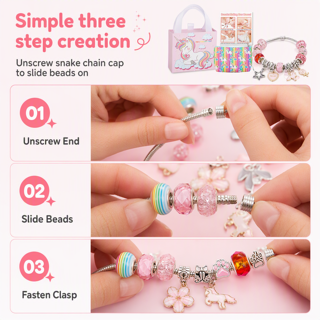 ✨ LIMITED-TIME 50% OFF! 💎 Kids DIY Charm Bracelet Kit – Creative, Screen-Free, Fun 🎀