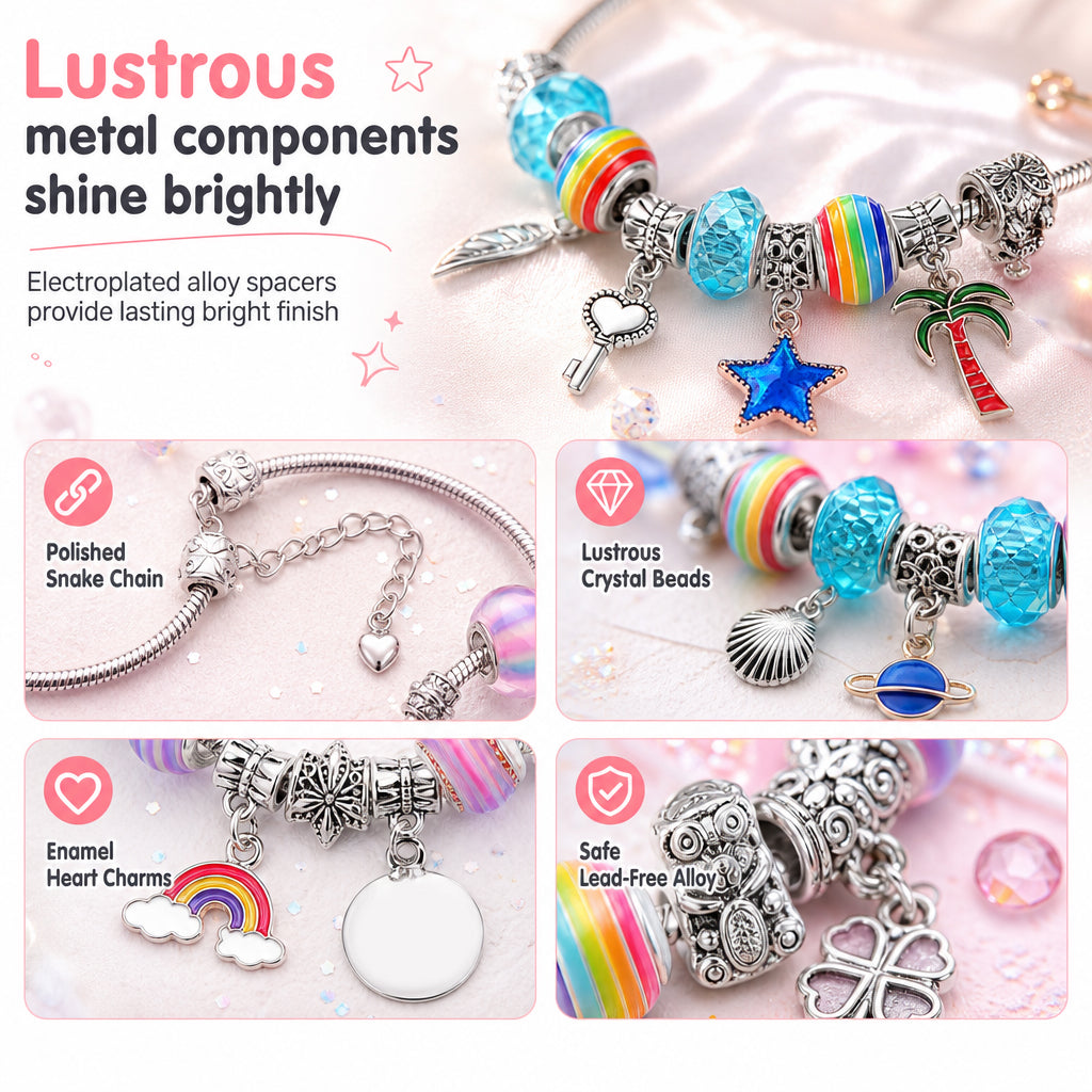 ✨ LIMITED-TIME 50% OFF! 💎 Kids DIY Charm Bracelet Kit – Creative, Screen-Free, Fun 🎀