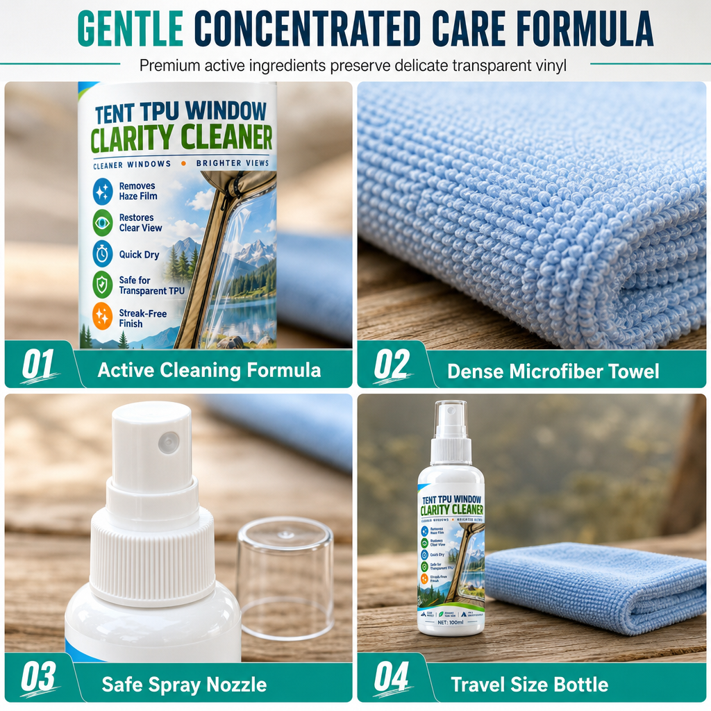 🏕️ Tent Window Cleaner Spray – Clear TPU & Outdoor Shelter Care