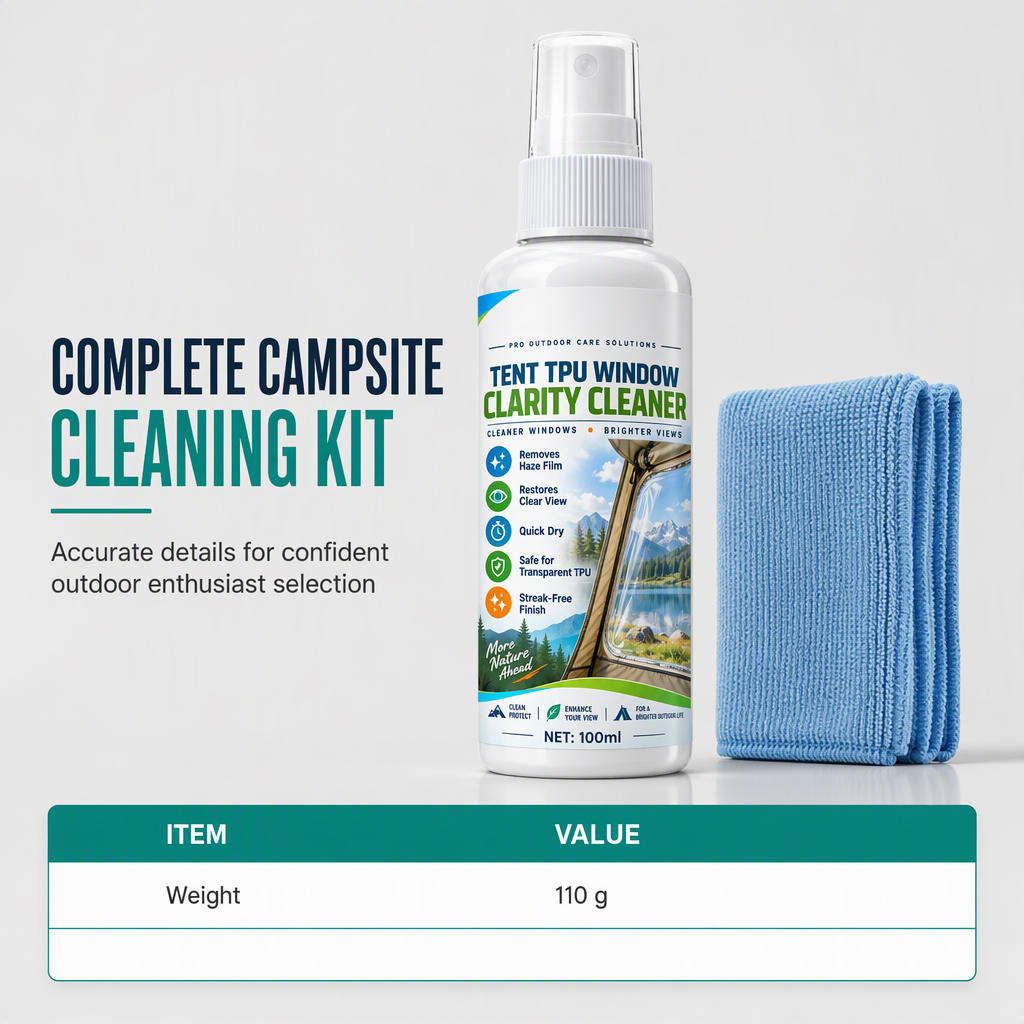 🏕️ Tent Window Cleaner Spray – Clear TPU & Outdoor Shelter Care