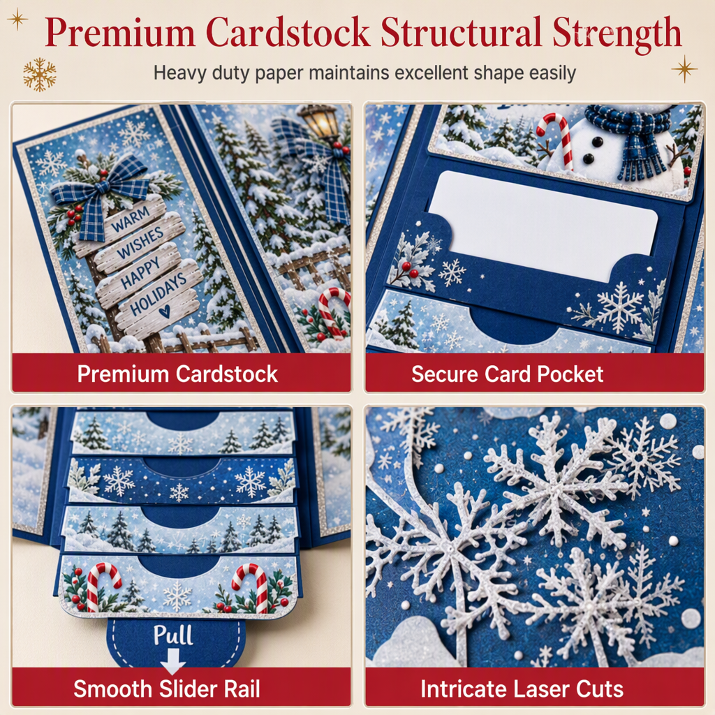 🎄🎁 Christmas Pull-Tab 3D Greeting Card – Interactive Sliding Design